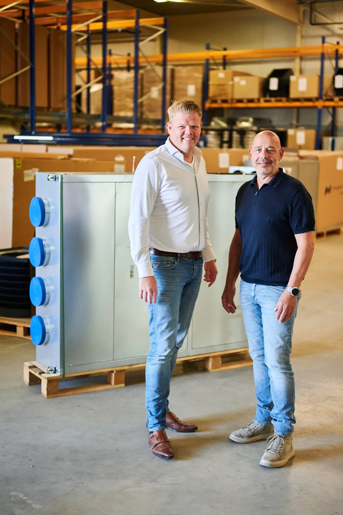 Units op een pallet in de fabriek in Groningen